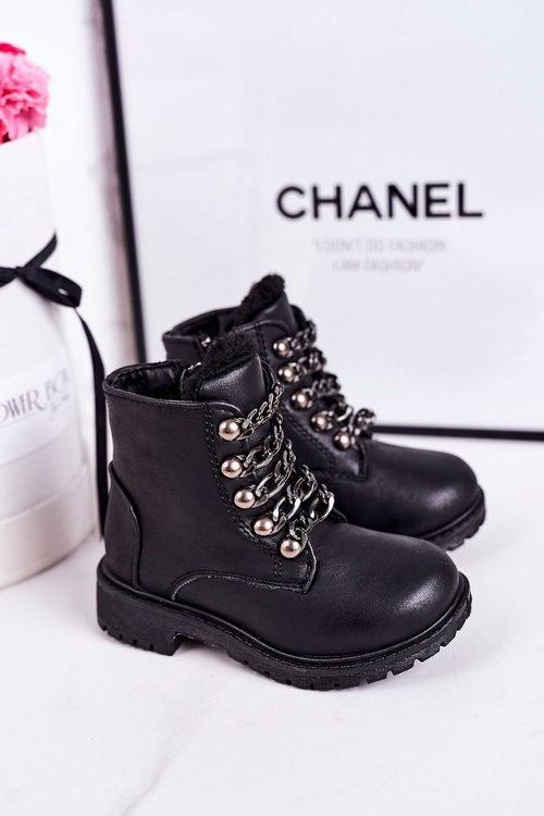 Чоботи дитячі утеплені Екошкіра на ланцюжку Black Rock&Roll