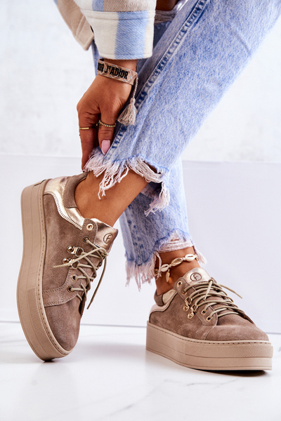 Замшеві спортивні туфлі на платформі Beige Mary Ann
