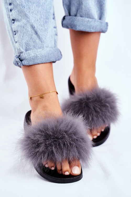 Жіночі шорти з натуральним хутром сірі бушідо