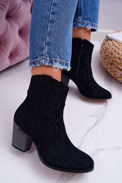 Жіночі чоботи на шпильці Ковбойські чоботи чорні Nutriso