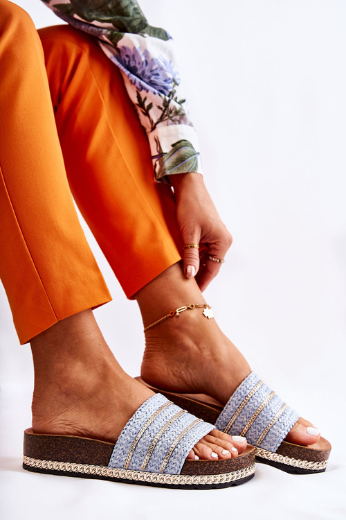 Жіночі класичні тапочки на ланцюжку Blue Maddy