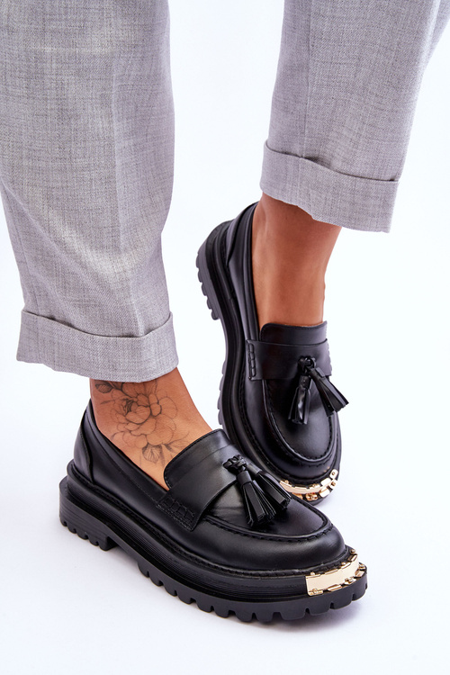 Класичні замшеві лофери з прикрасами чорного кольору Монаро