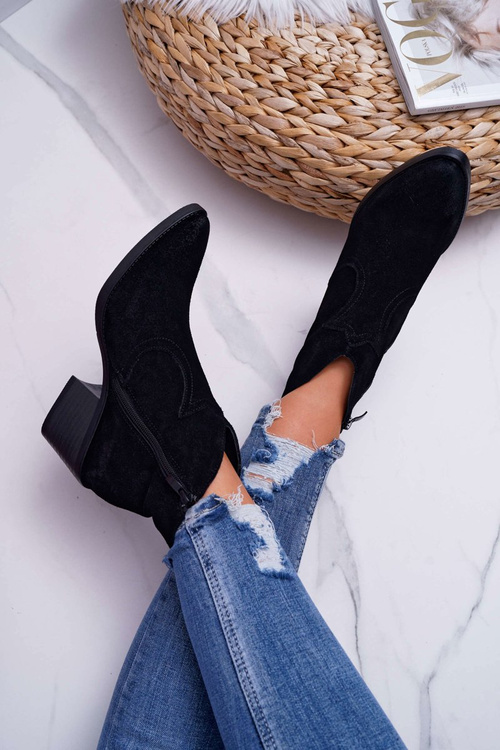 Жіночі замшеві ковбойські чоботи чорні Barski 1638