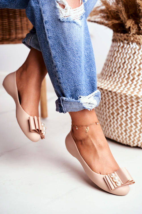 Гумові балетки з бантом бежеві Joleen