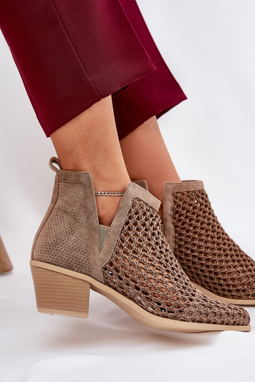 Жіночі Чоботи На Підборах З Вирізами І Плетінням Хакі Туліфеді