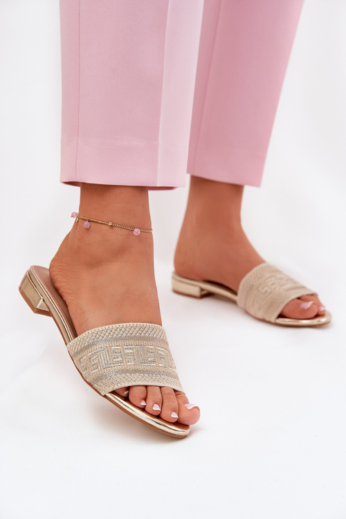 Жіночі Сандалі На Плоскому Каблуці Золоті Fexxy