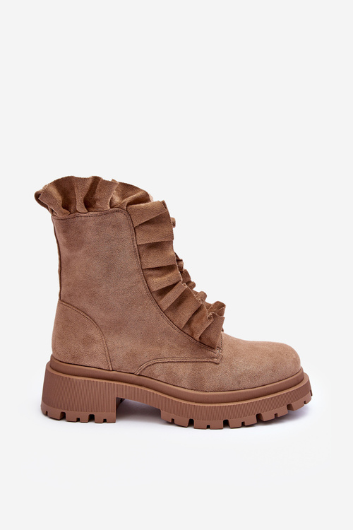 Замшеві чоботи Workery Beige Nacelle на плоскій каблуці