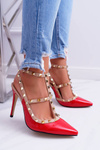 Жіночі туфлі на шпильці VICES лаковані червоні з шпильками Valenti Jets