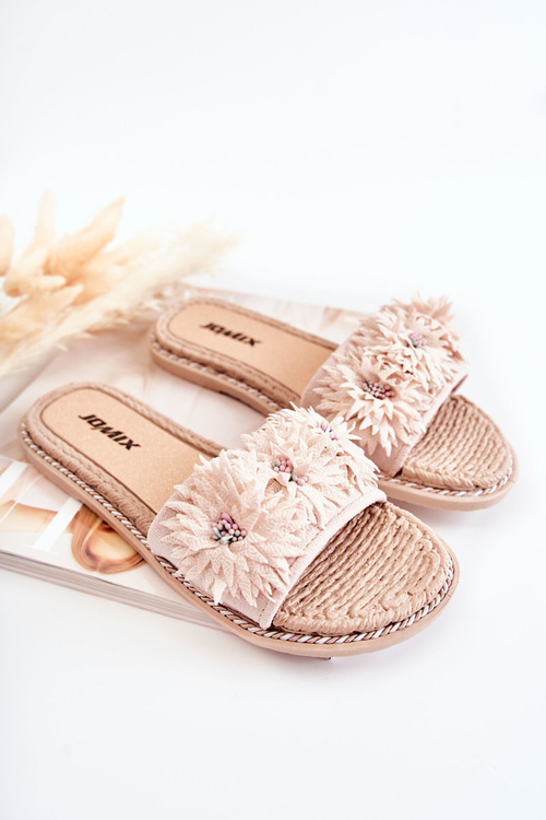 Жіночі тапочки з матеріалом Квіти Бежеві Susana