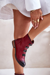 Теплі жіночі ботильйони на блискавці Бордові Evalith