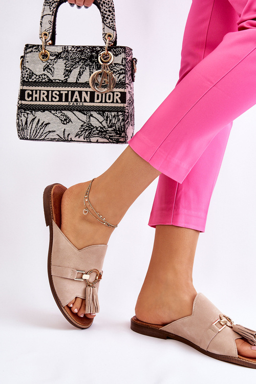 Жіночі замшеві тапочки Lewski Shoes 3226 Beige