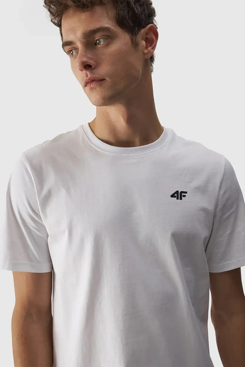 Чоловіча однотонна футболка з логотипом 4F біла 4FWMM00TTSHM1843-10S
