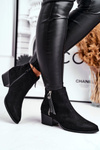 Чоботи жіночі на високому каблуці теплі чорні Discretely