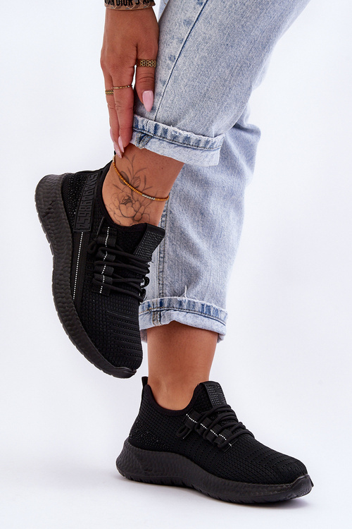 Жіноче спортивне взуття без шнурівки Чорне Тримай мене!