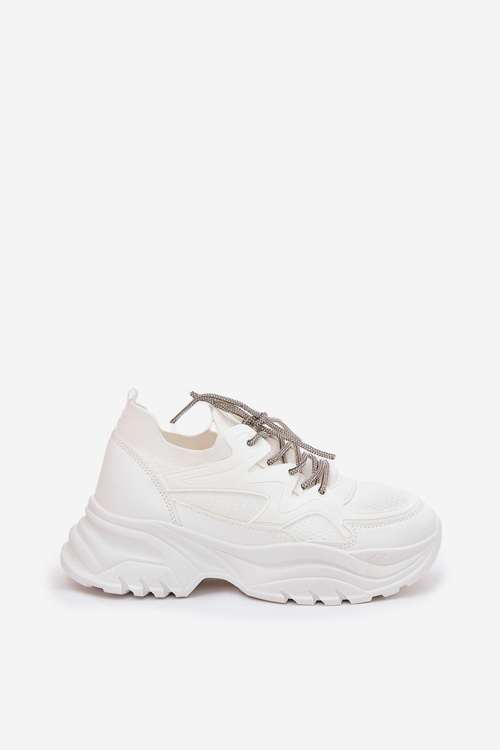 Жіночі Кросівки На Платформі З Декоративним Шнурівкою Білі Evalianne