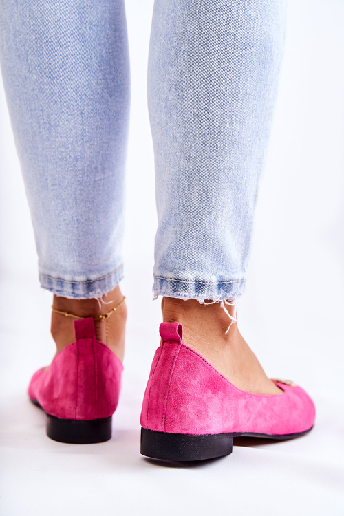 Жіночі замшеві балетки з декором Nicole 2746 фуксія