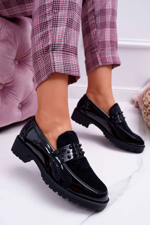 Жіночі польські лаковані сліпони чорні Delicious