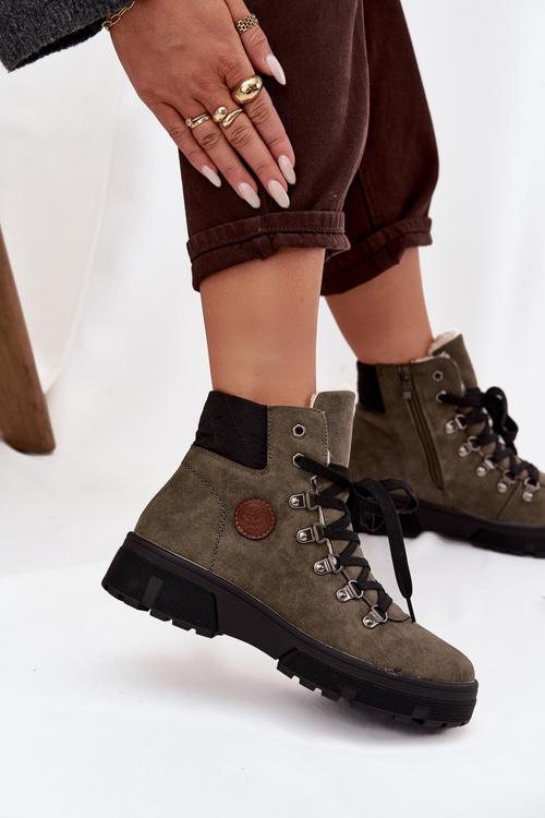 Обігріті жіночі трапери на платформі темно-зелені Zaraine