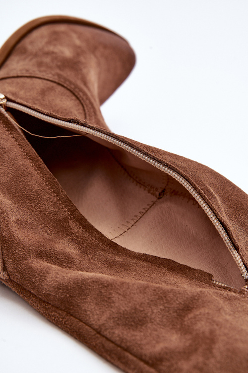 Zazoo 3427 Жіночі замшеві ковбойські чоботи коричневого кольору