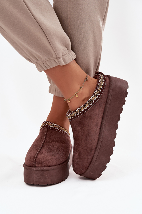 Жіночі зимові чоботи з декоративним вишивкою шоколадний Jenira