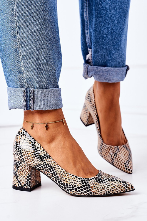 Шкіряні човники зі звіриним візерунком Lewski Shoes 2801 Чорно-бежевий