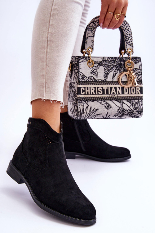 Жіночі замшеві чоботи на плоскій підошві Black Liana