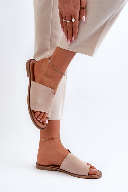 Жіночі замшеві босоніжки бежевого кольору Amite