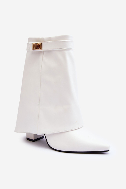 Шкіряні чоботи на підборах Білі Chevie