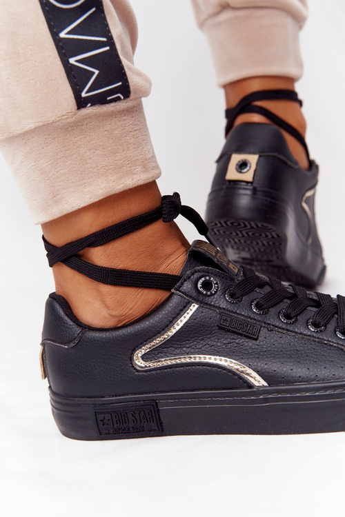 Жіночі шкіряні кросівки BIG STAR HH274078 чорно-золоті