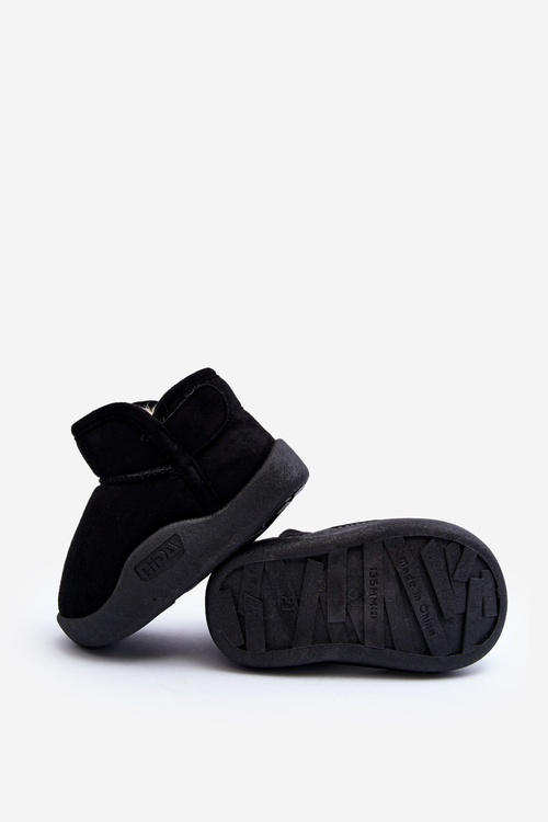 Дитячі утеплені снігові чоботи з хутряною підкладкою чорні Benigna