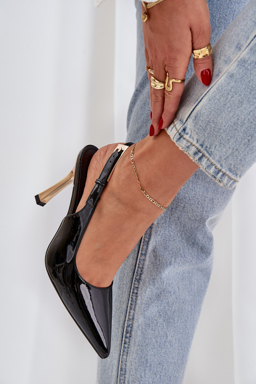 Лаковані Туфлі З Відкритою П'ятою І Загостреними Носами Чорні Rivori