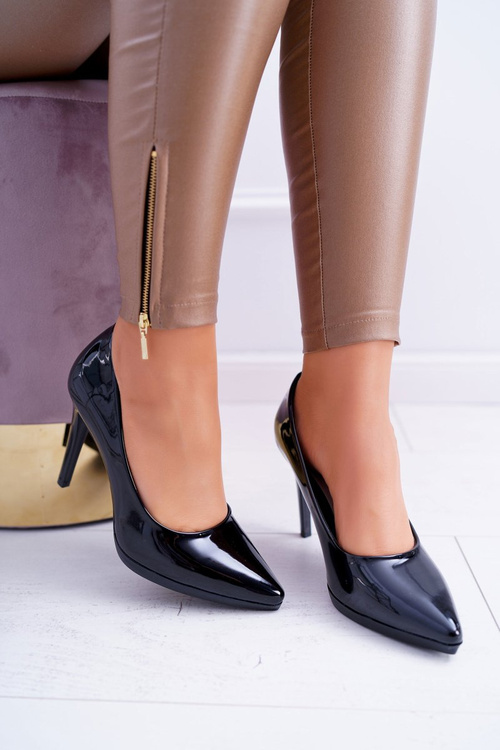 Жіночі туфлі Sergio Leone Black Lacquered Misawu на шпильці