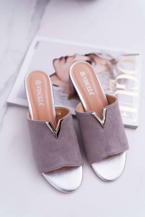 Жіночі класичні елегантні шльопанці сірі Demea