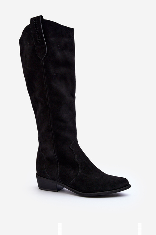Чорні жіночі замшеві ковбойські чоботи Zazoo 3427