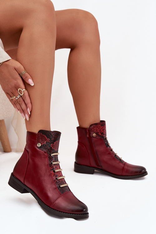 Ізольовані жіночі черевики на низькому каблуці тваринний принт бордо Labise