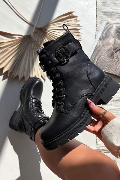 Зігріті жіночі робочі ботильйони з декоративним елементом чорні Talyssa