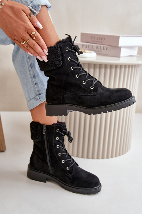 Жіночі робочі черевики на підкладці з блискавкою чорного кольору Mivael