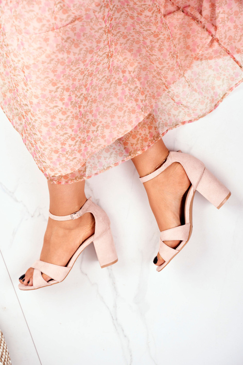 Жіночі босоніжки еко-замша бежеві Lady Milion