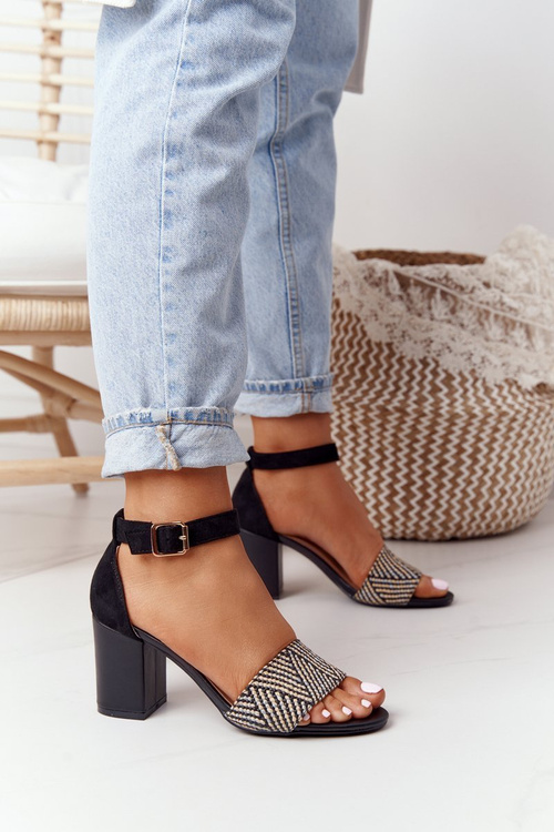 Босоніжки з плетеним верхом на планці Чорні медовий місяць