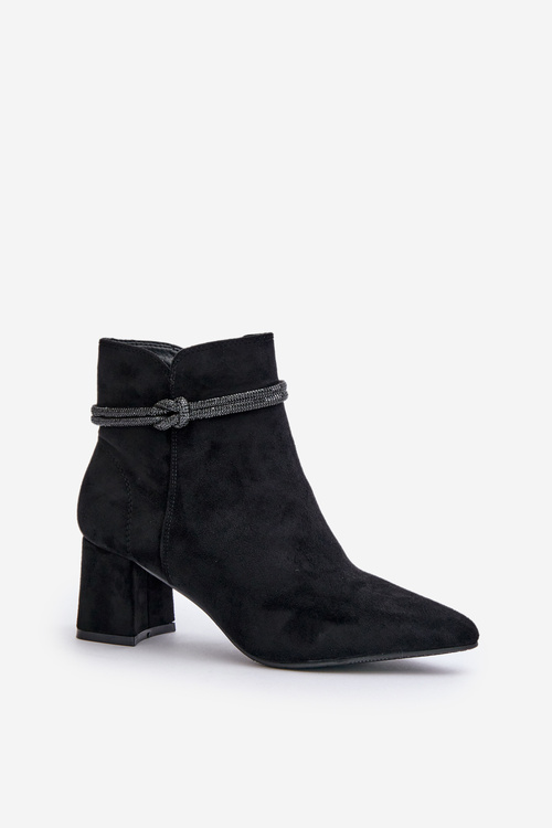Жіночі еко-замшеві ботильйони з гострими носами чорного кольору Terivannes