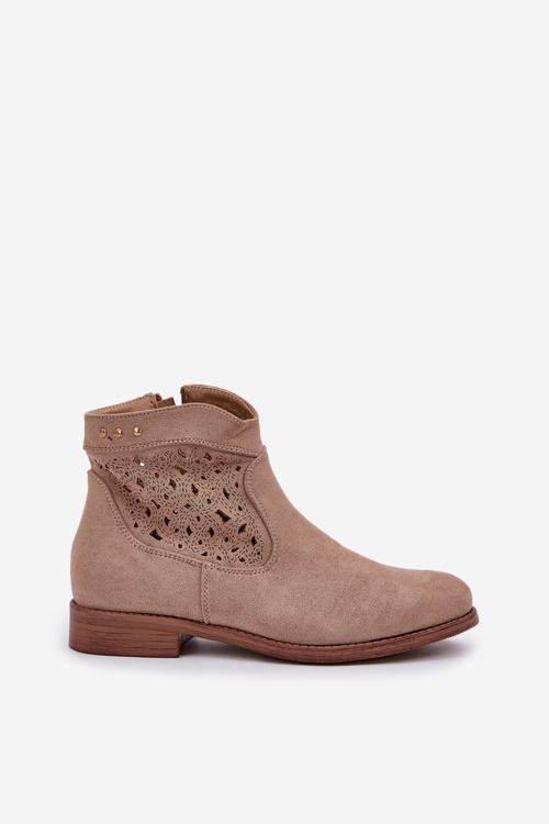 Жіночі Ажурні Черевики На Плоскому Каблуці S.Barski HY51-113 Бежеві