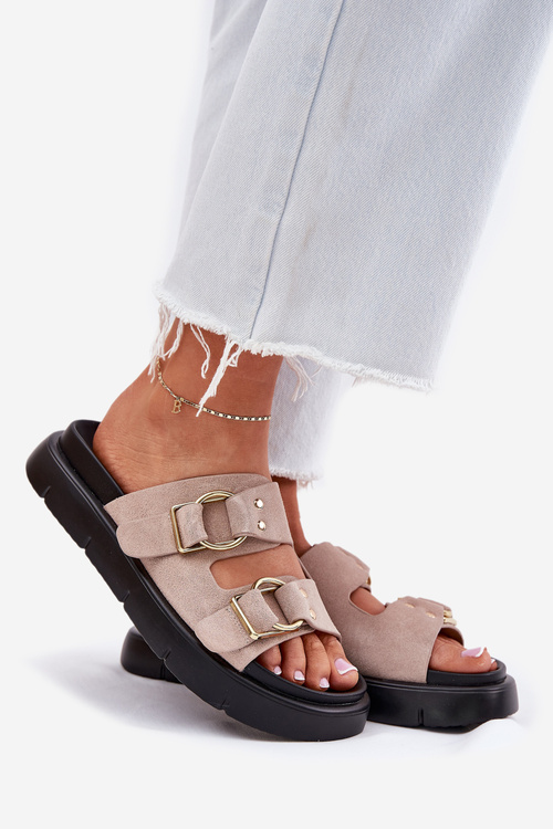 Жіночі Замшеві Сандалі З Декоративними Пряжками Big Star RR274659 Світло-рожеві