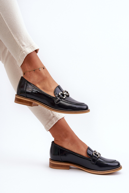 Шкіряні жіночі лаковані лофери Laura Messi 2760 Темно-синій