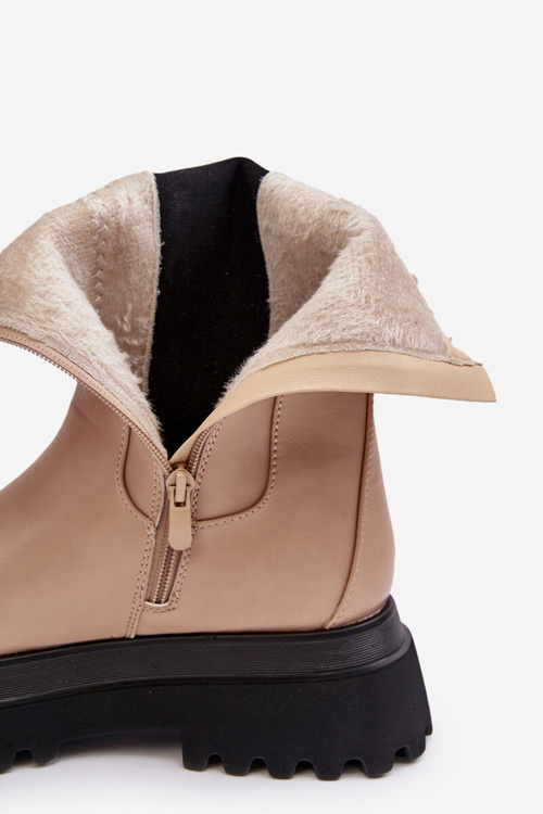 Жіночі масивні чоботи на платформі бежеві Beatrice