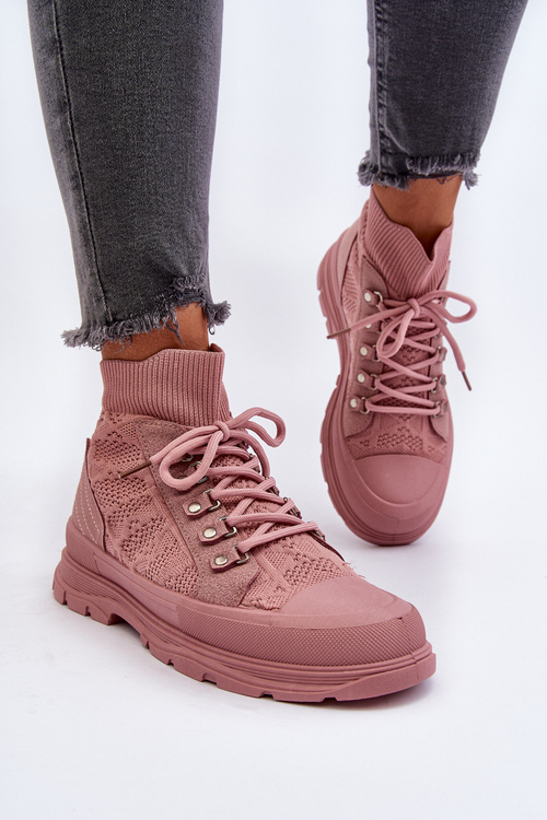 Жіночі кросівки з еластичним верхом рожевого кольору