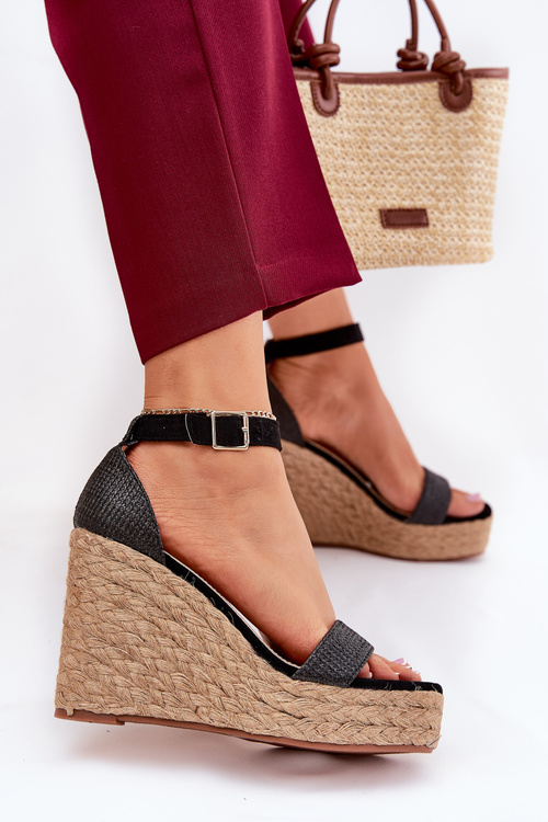 Жіночі Сандалі На Каблуці З Плетінням Чорні Adelio