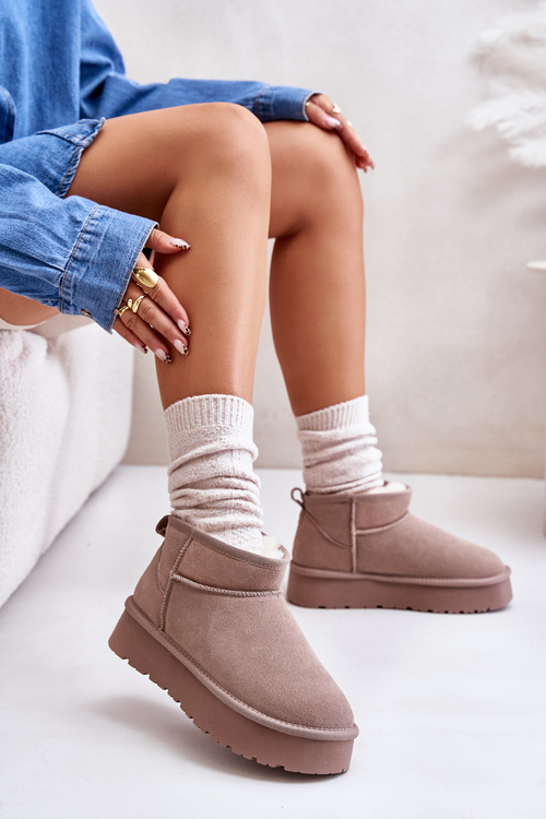 Модні низькі замшеві зимові черевики кольору хакі Нукка