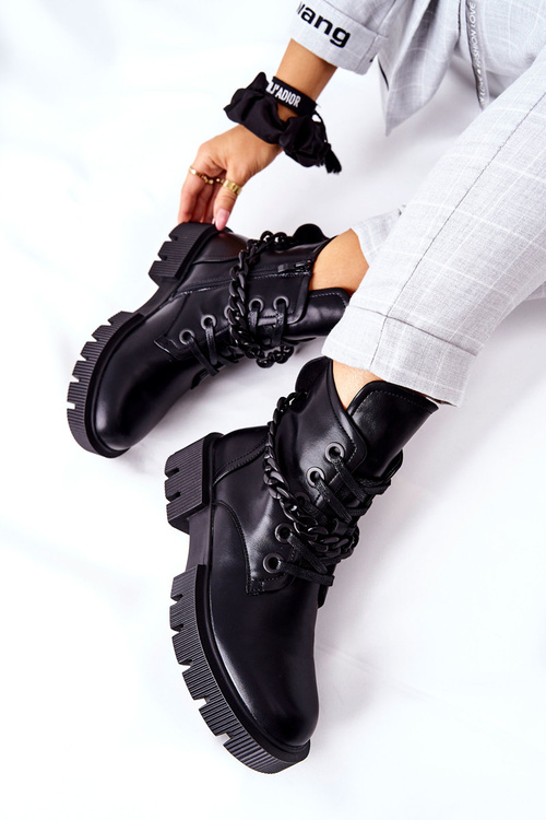 Чоботи високі шкіряні чорні Izzy