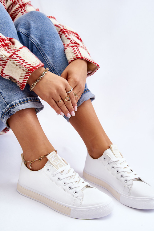 Жіночі кросівки класичні біло-бежеві Ville