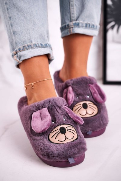 Жіночі домашні тапочки Furry Mouse Violet Home Sweet Home
